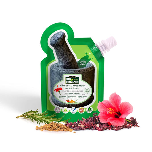 Indus Valley Bio Organic Hair Growth Mask with Hibiscus, Rosemary & Fenugreek Seeds, Ready-to-Apply 150g