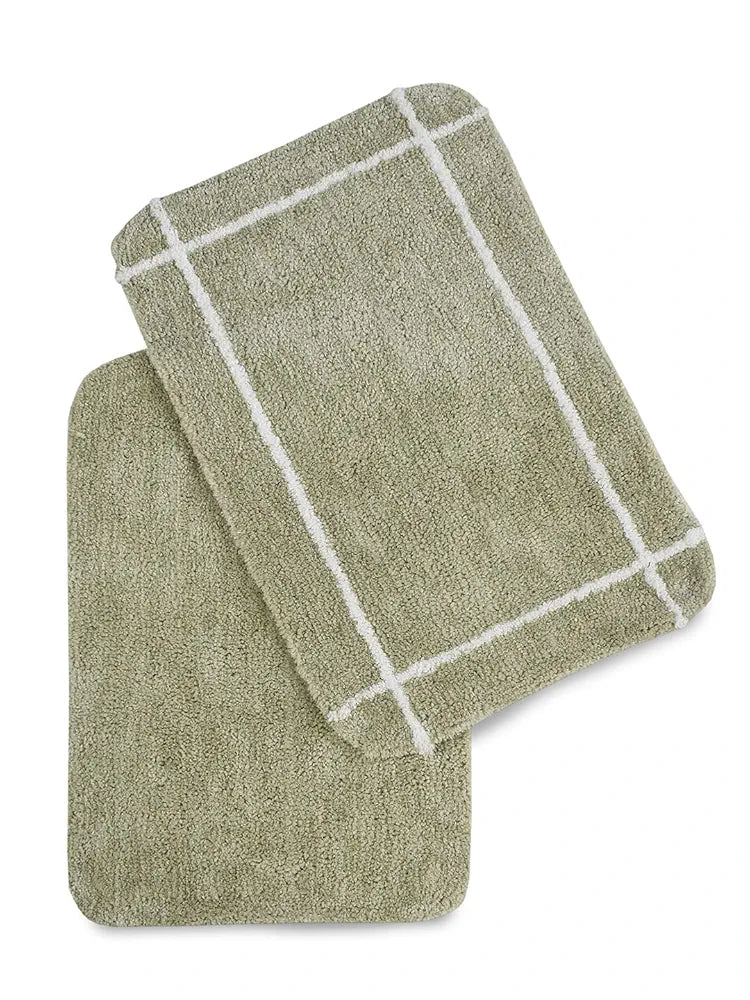 Sashaa World Microfiber Bathmat Colour Mist Green (Pack of 2)