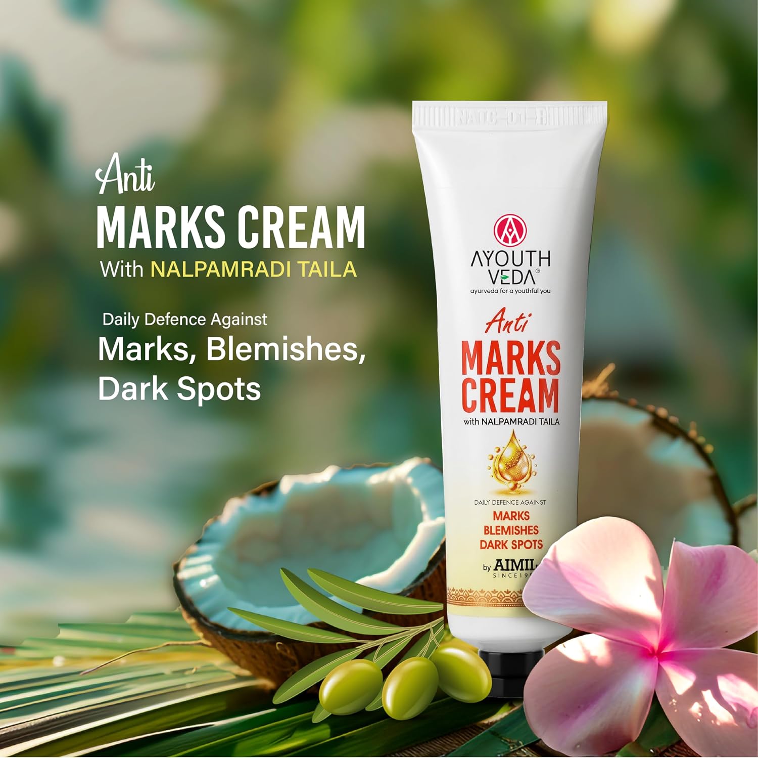 Ayouthveda Anti Marks Cream for Face & Body | Reduces Acne Marks, Dark Spots & Pigmentation | With Nalpamaradi Taila & 6 Essential Oils | Ayurvedic Skin Repair Cream for Men & Women | 30g
