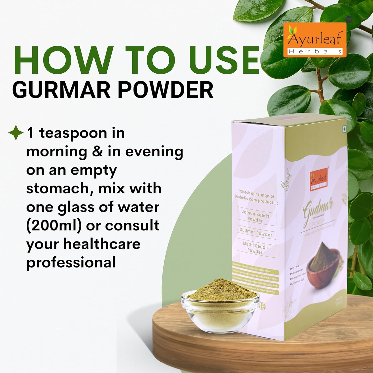 Ayurleaf Herbals Gudmar Powder - 200 Gms