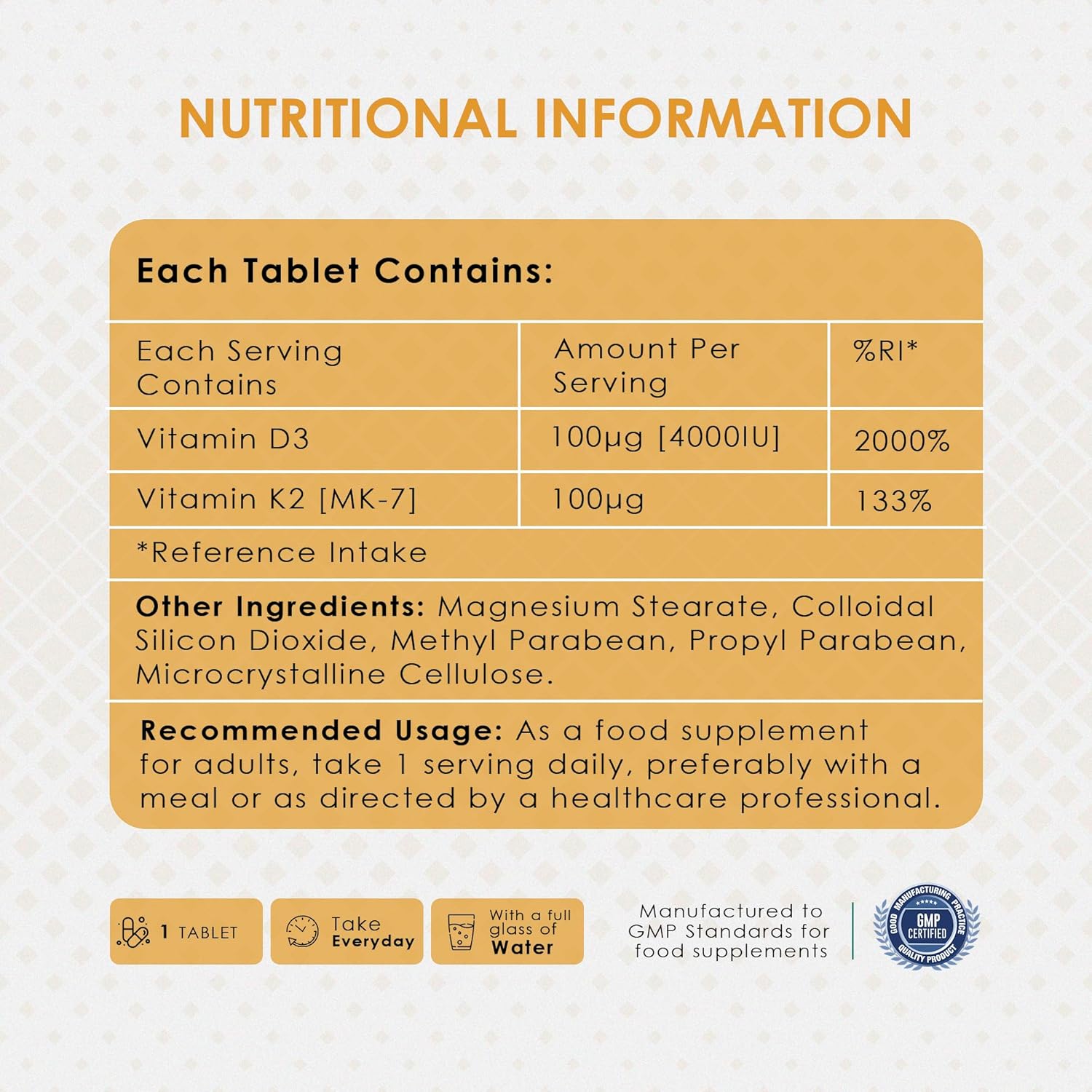 Ambrosial Vitamin D3 & K2 Tablets 4000IU Vitamin D3 + 100Âµg K2 MK-7 for Healthy Bones, Muscles, and to Support The Immune System - 120 Tablets