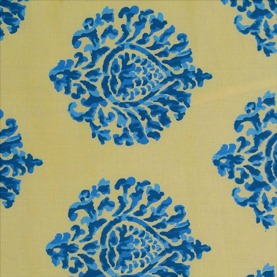 Trance Home Linen 100% Cotton Malmal Double Dohar 84"X90" Colour Damask Blue