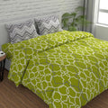 Huesland by Ahmedabad Cotton 144 TC King Size Bedsheet Cotton with 2 Pillow Covers | Green & Grey