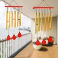 Zaicus Wind Chimes for Home Yellow Metal Pipes with Wooden Danglers Wind Chime-026