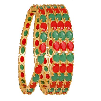 Gold-Polished Alloy Multi Ad 4 Bangles Set - The Pari