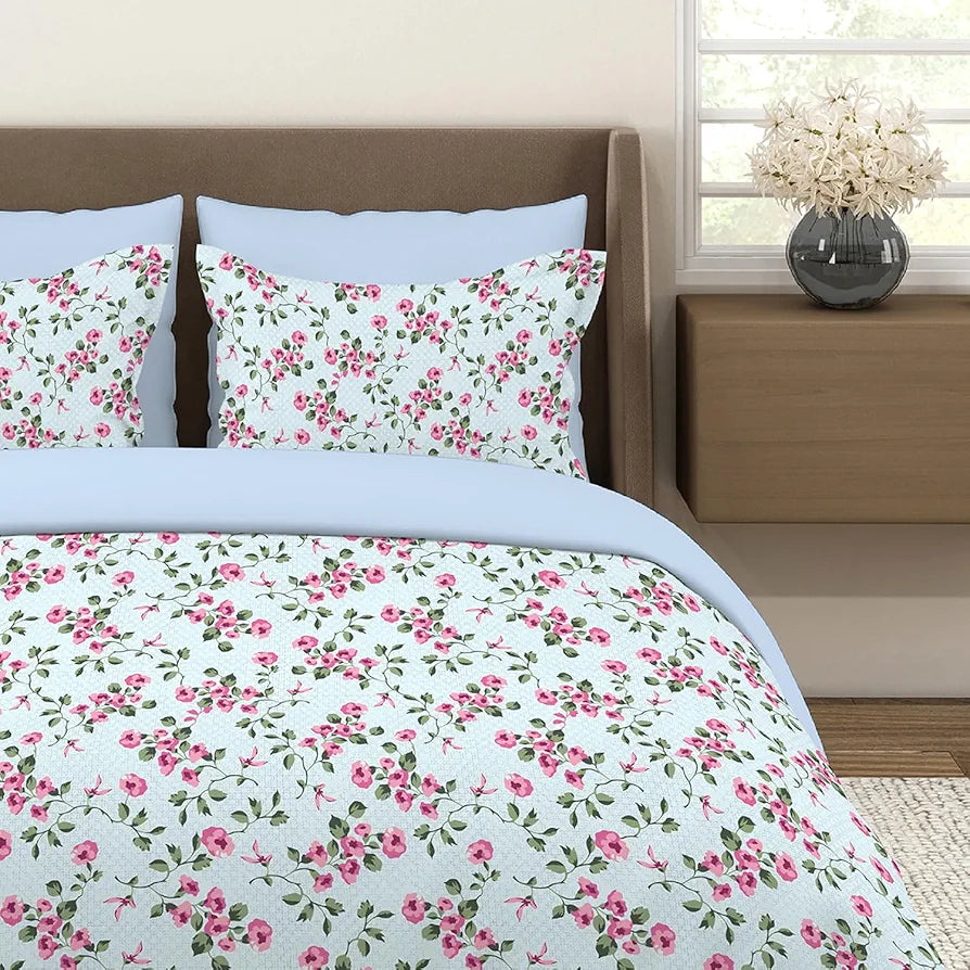 Layers Home Easy Cotton Bedsheet Set for All Seasons Lightweight  144 TC King Size Blue Home