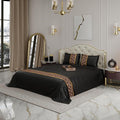 Stoa Paris Solid Bedsheets For Double Size Bed 300 Threadcount Satin Bedsheet Set Colour Black-Gold