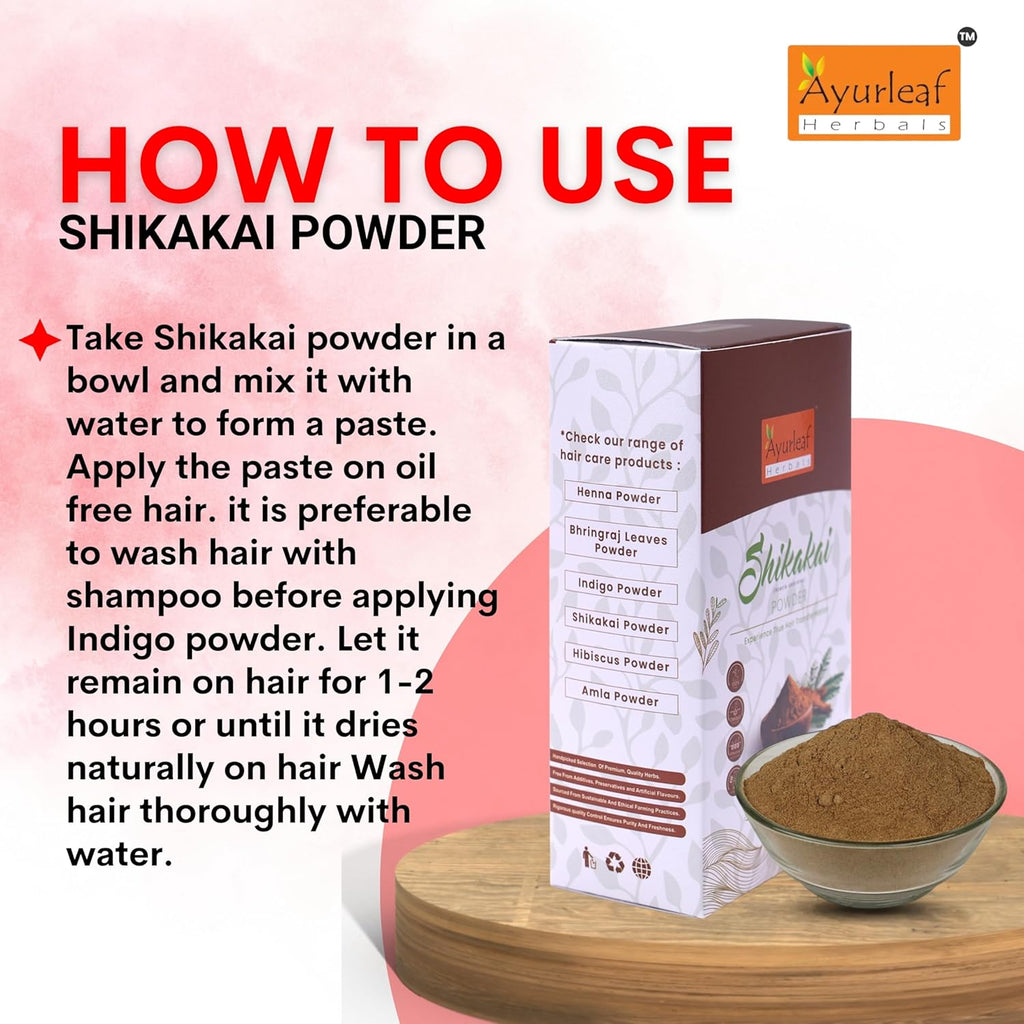 Ayurleaf Herbals Shikakai Powder | for Reduces Hair Fall & Hair Growth - 200 Gms