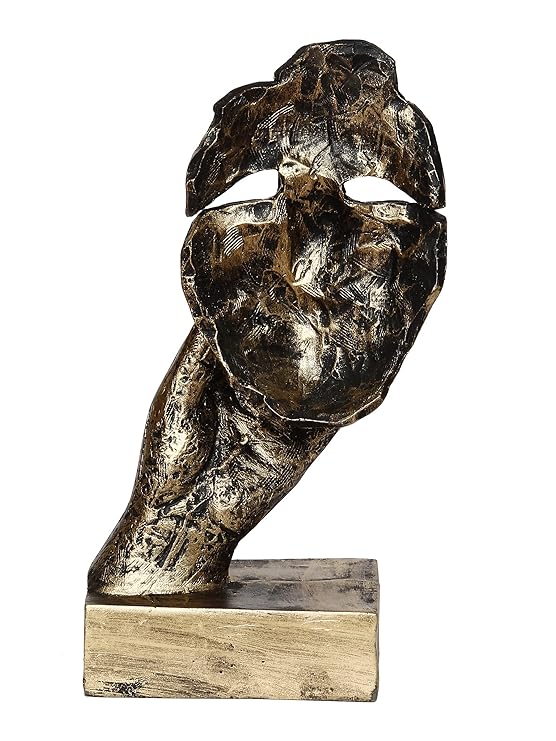 Ecraftindia Antique Look Human Face With Hands on Mouth Handcrafted Decorative Showpiece