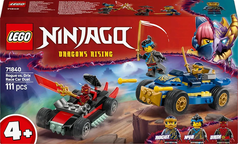 Lego NINJAGO Rogue vs Drix Race Car Duel Ninja Toy Playset 71840 Building Blocks Toys for 4+ Gift for Boys and Girls