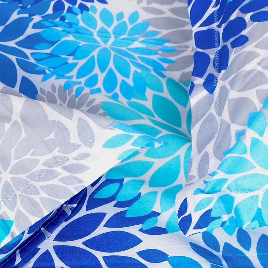 Divine Casa 144 TC Super Soft 100% Cotton Bedsheet for Double Bed  144 Thread Count Floral Colour Blue Aqua