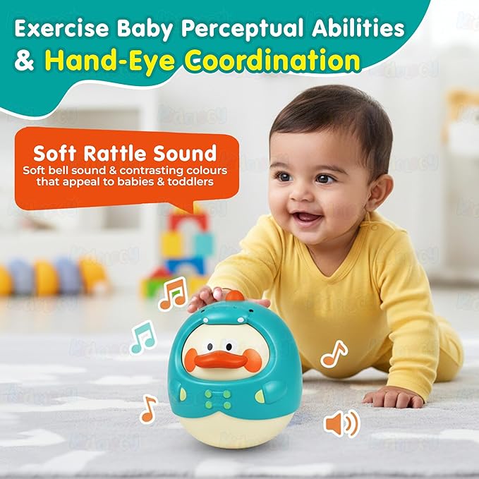 Kidology Tummy Time Roly Poly Baby Toy with Teether Green Colour