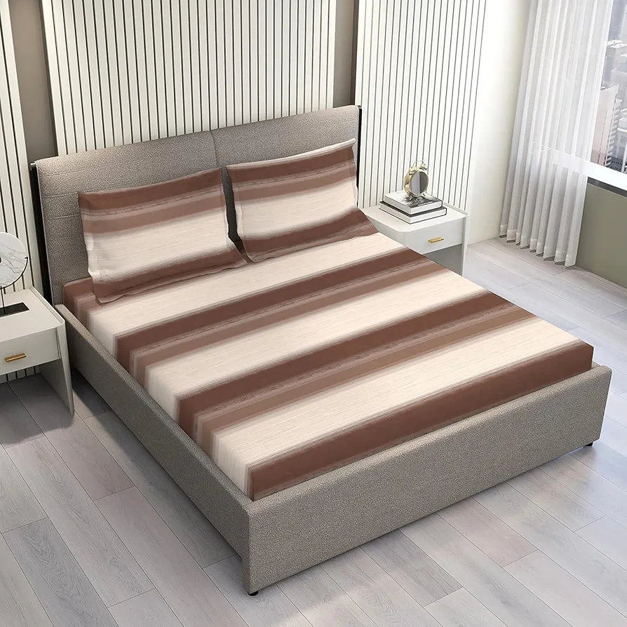 Layers Duracount Bedsheet Set for All Seasons Lightweight 225 CVC King Size Brown1