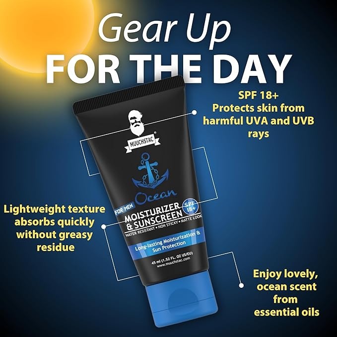 Muuchstac Mens Ocean Moisturizer & Sunscreen Matte Look Spf 18+ Cream - 45 ml