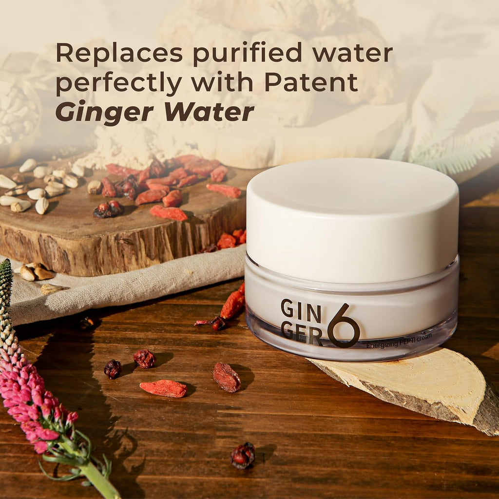 GINGER6 Energizing Pepti Cream 50g | Night Cream | 52% Ginger Extract | Peptide Complex Anti-Aging | Niacinamide Brightening | Adenosine Wrinkle Care | Firming Korean Moisturizer