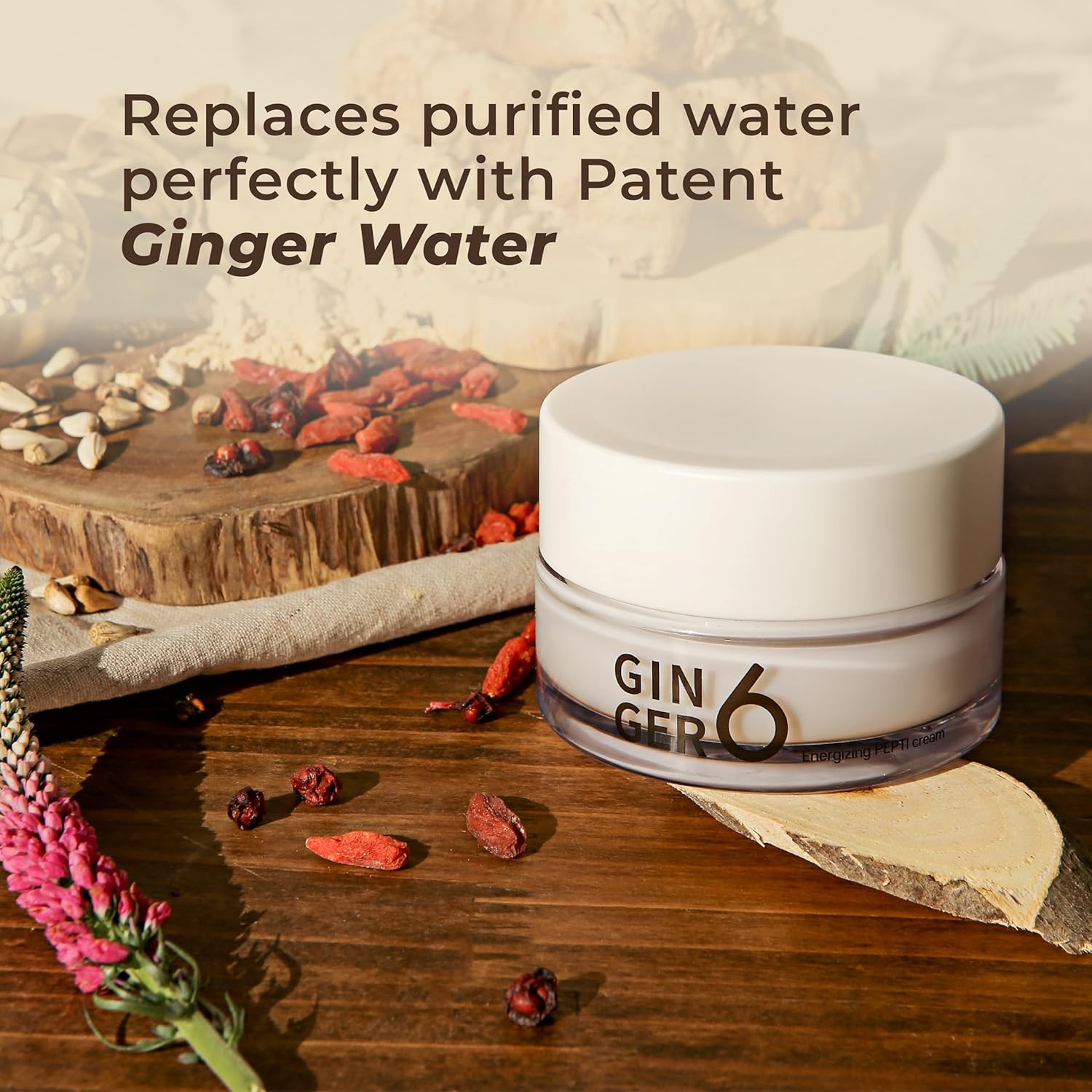 GINGER6 Energizing Pepti Cream 50g | Night Cream | 52% Ginger Extract | Peptide Complex Anti-Aging | Niacinamide Brightening | Adenosine Wrinkle Care | Firming Korean Moisturizer