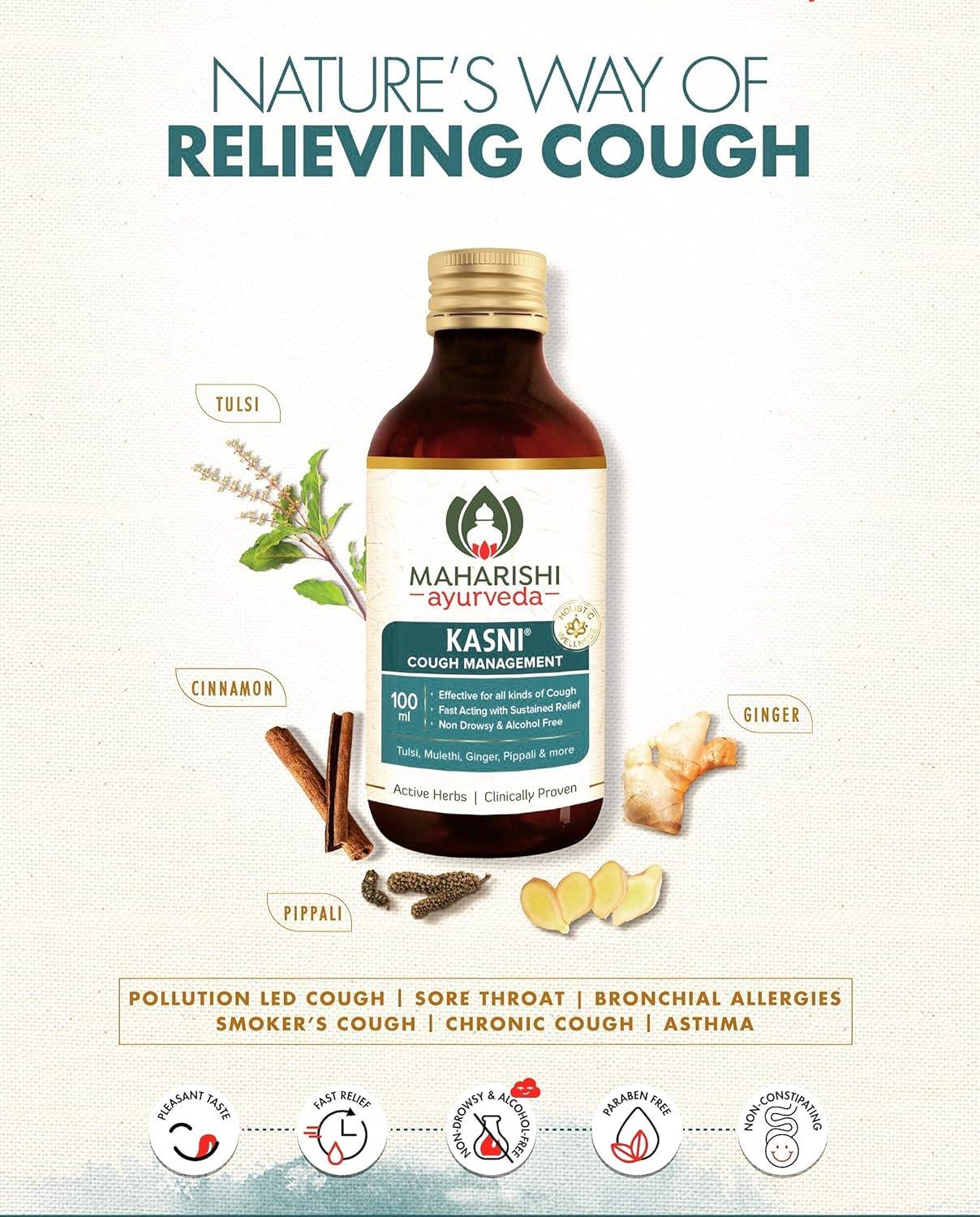 Maharishi Ayurveda Kasni Cough Syrup with Kanth Sudha | Ayurvedic Cough Syrup | For All Types Of Cough & Chronic Cough | Non-Drowsy | Non- Habit Forming| Non-alcoholic