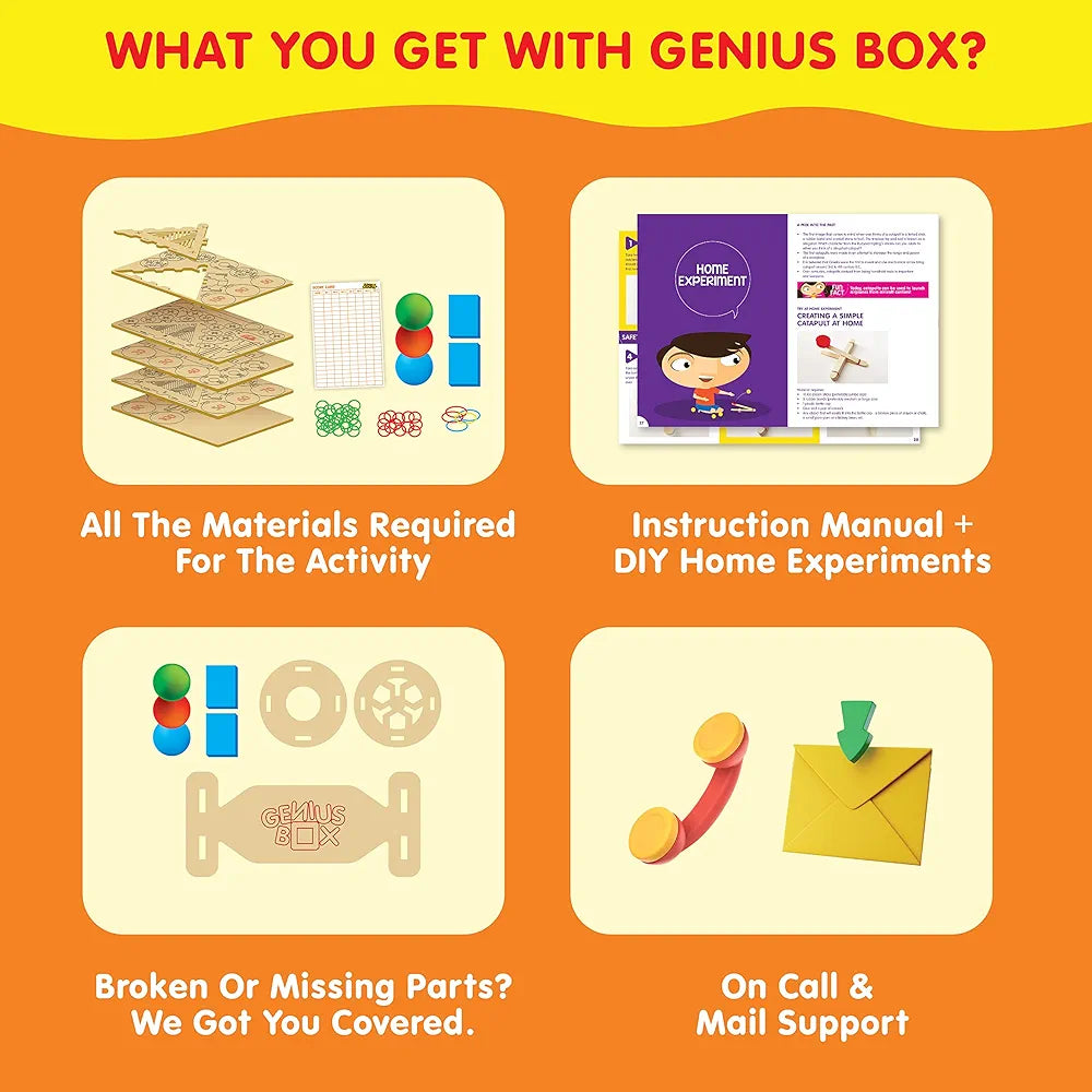 Genius Box Play some learning Slingshot Catapult DIY Science Kit for 8 Years and Up, STEM Toy, Learning Kit, Educational and Construction Based Activity Toy