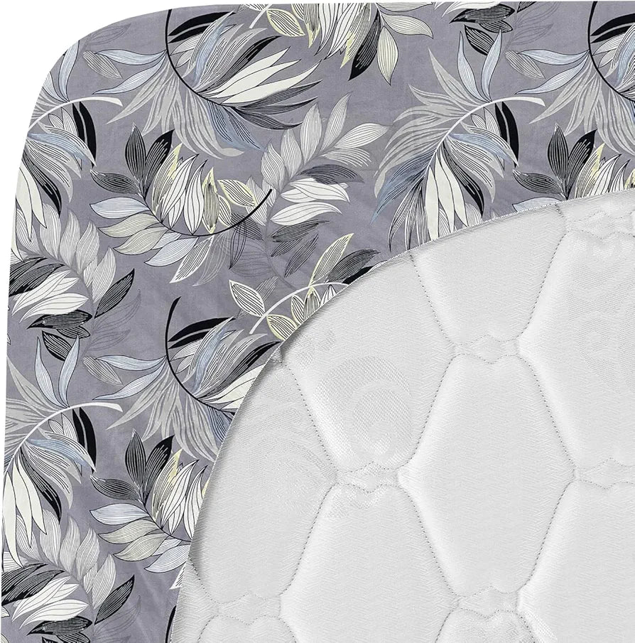 Homekart Premium Cotton Elastic Fitted Bedsheets with 2 King Size Pillow Covers Double Bed Flower Print Grey and Black 200 tc - 220 tc