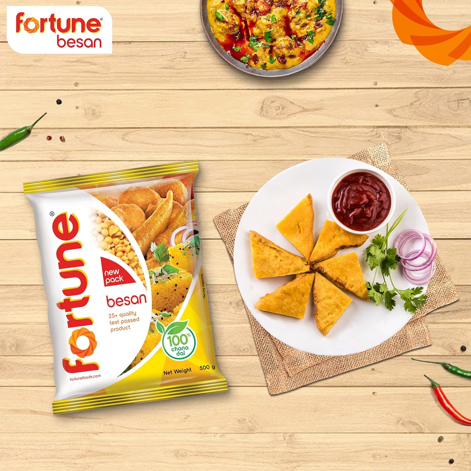 FORTUNE Chana Besan, 100% Chana Dal 100% Taste, 500 Gm