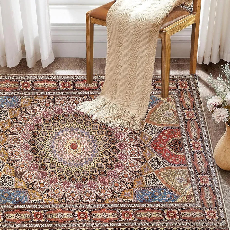 Ishro Home 3d Jet Multi Printed Carpet Rug Runner And Carpets For Bedroom Colour Royal Zari 5x7 Feet