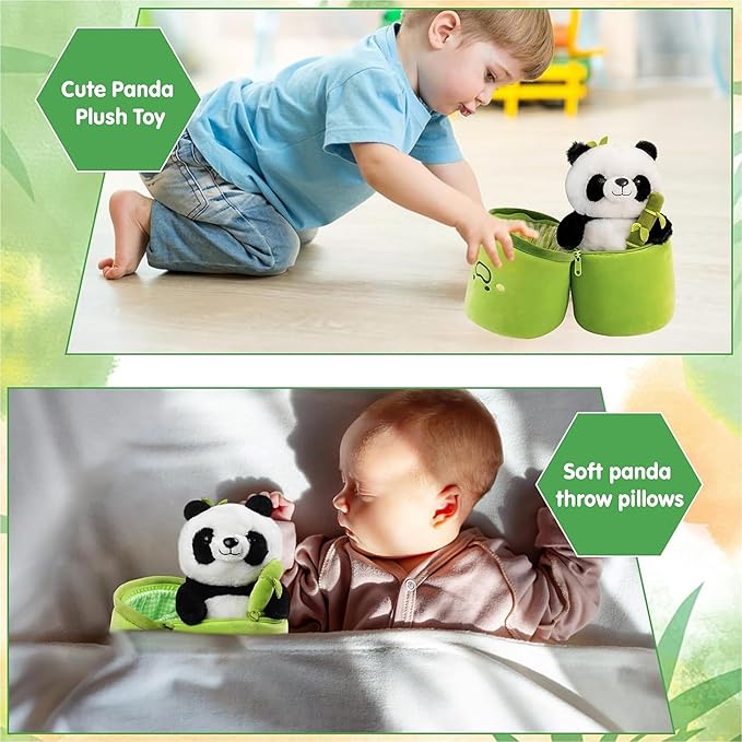 Kidology Panda Stuffed Animal Bamboo Panda Pillow Stuffed Panda Bear Green