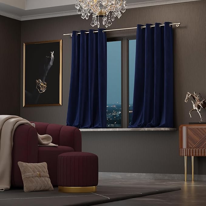 Stoa Paris Curtain for Home Single Pc PatternedVelvet Curtain for Window Colour Blue Enigma
