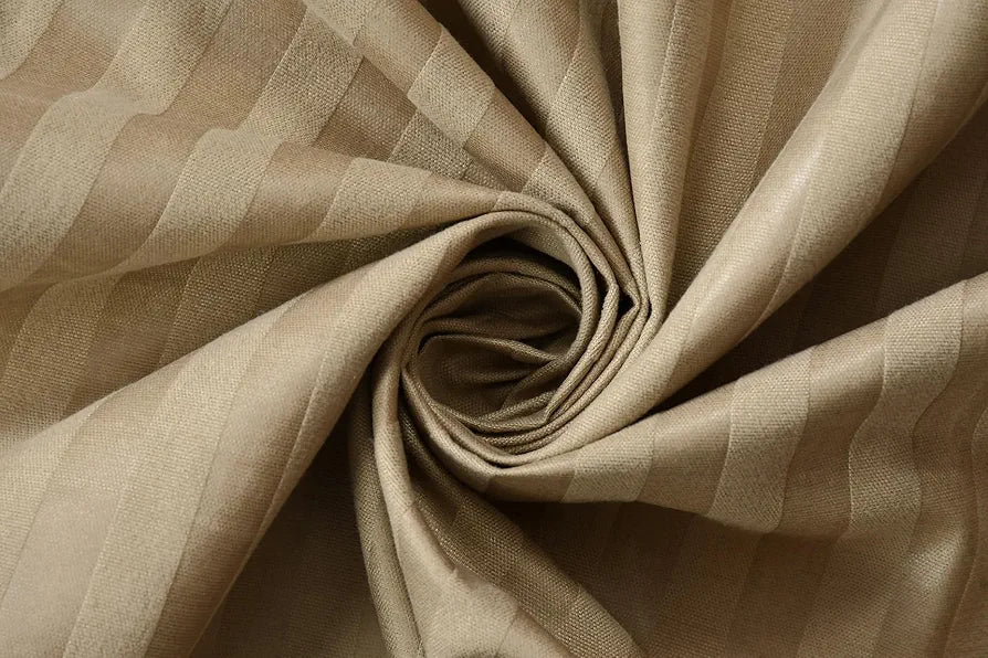 Homefab India 160 TC Stripe Glace Cotton Double BedSheet with 2 Pillow Covers Beige