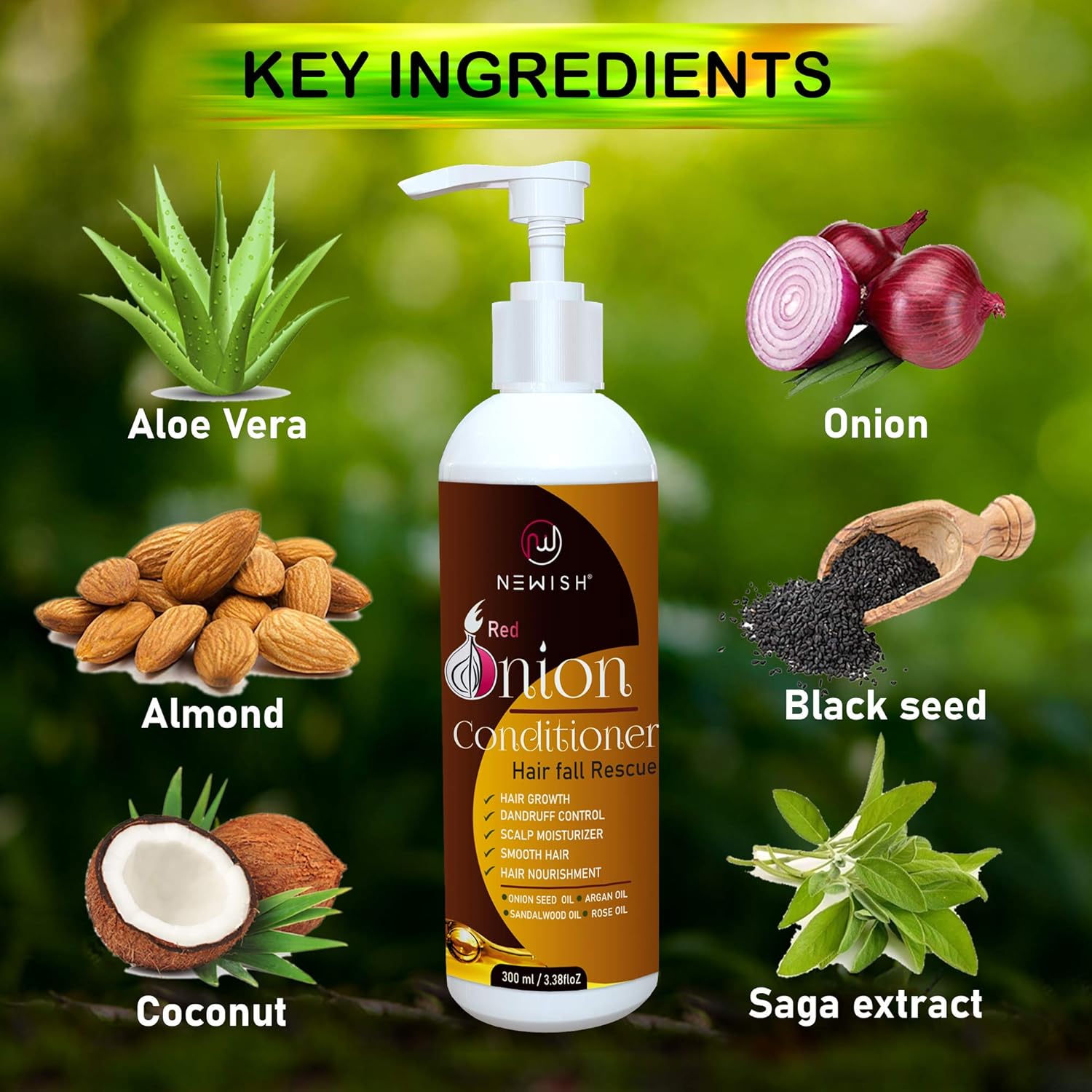 Newish Onion Conditioner for Hair Growth Women & Men - 300 ml (Pack of 2)