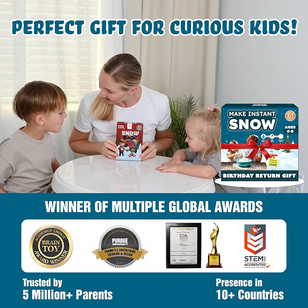 Butterfly Edufields Snow Magic Science Kit for Kids, Ages 4-15, Make Instant Colourful Snowman, Non-Toxic Reusable