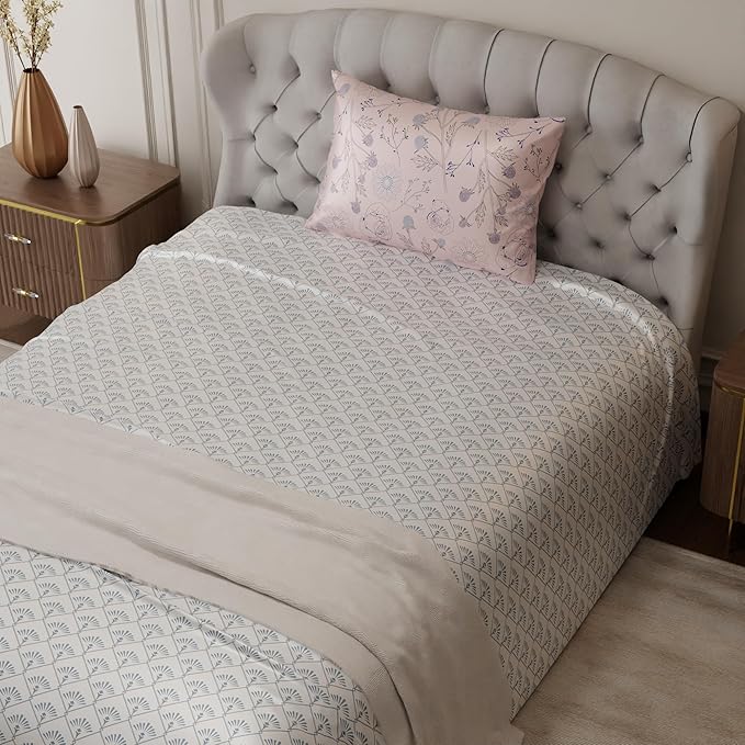 Stoa Paris Satin Bedsheet Single Bed, Premium Bedding Set with Pillow Cover Colour Blue