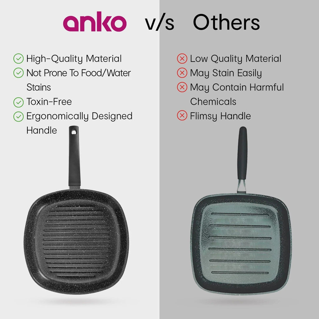 Anko Australia Non-Stick Aluminium Grill Pan 32cm 3-Layer Coating PFOA Free Bakelite Handle