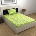 Divine Casa Bedsheet for Single Size Bed 144 TC Cotton Bedsheet for Single Size Bed with 1 Pillow Cover  Floral Colour Lime Breeze