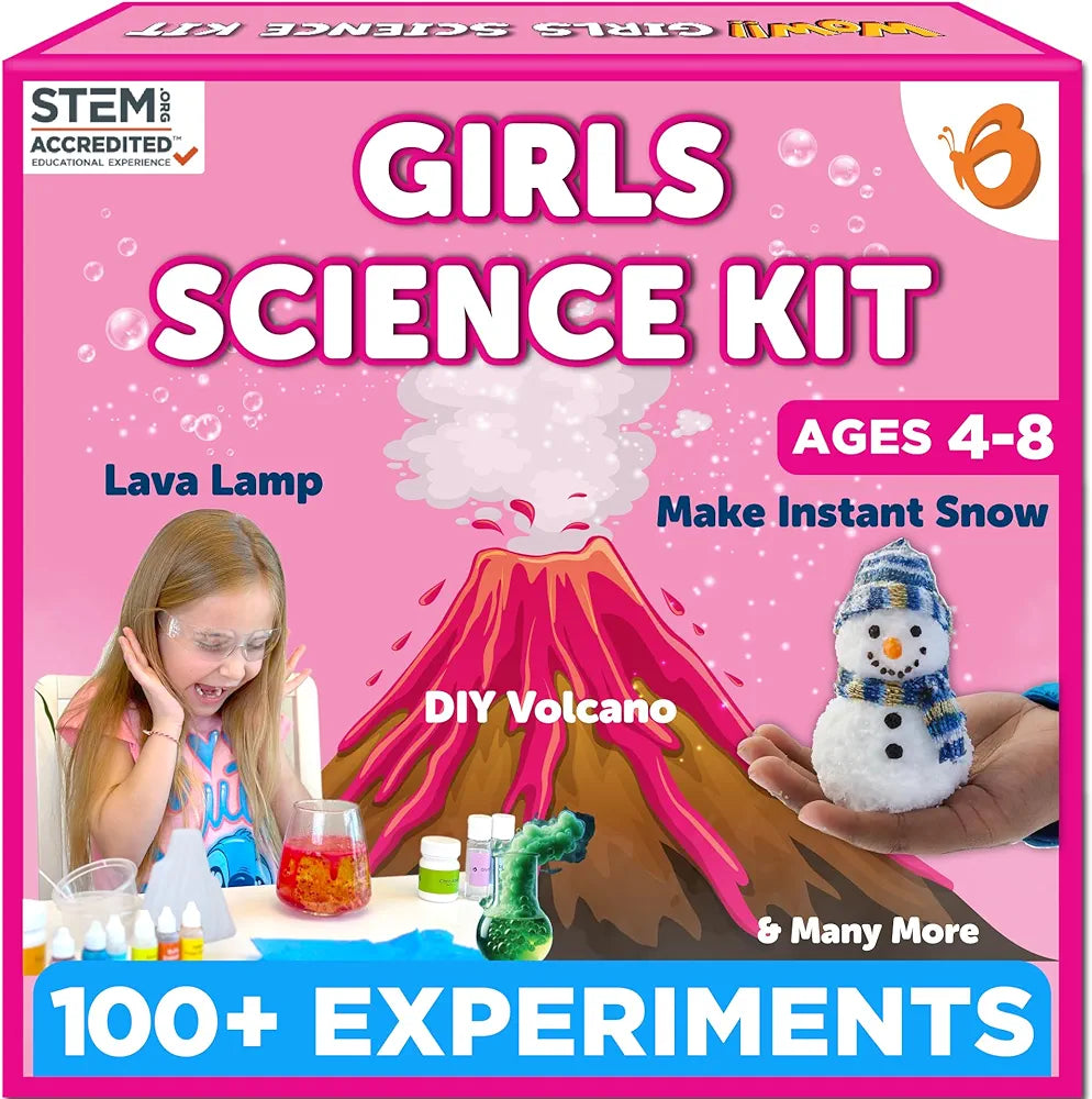 Butterfly EduFields 100+ Science Kit | Gift for Girls Age 6-7 | Birthday Gift for 5 6 7 8 Year Old Girl Girls Science Experiment Kit
