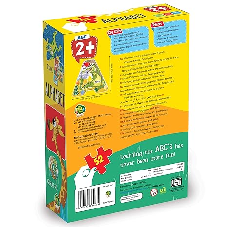The Book Tree ABC Learning Puzzle 52 Piece Educational Alphabet Jigsaw Set Colorful Animal
