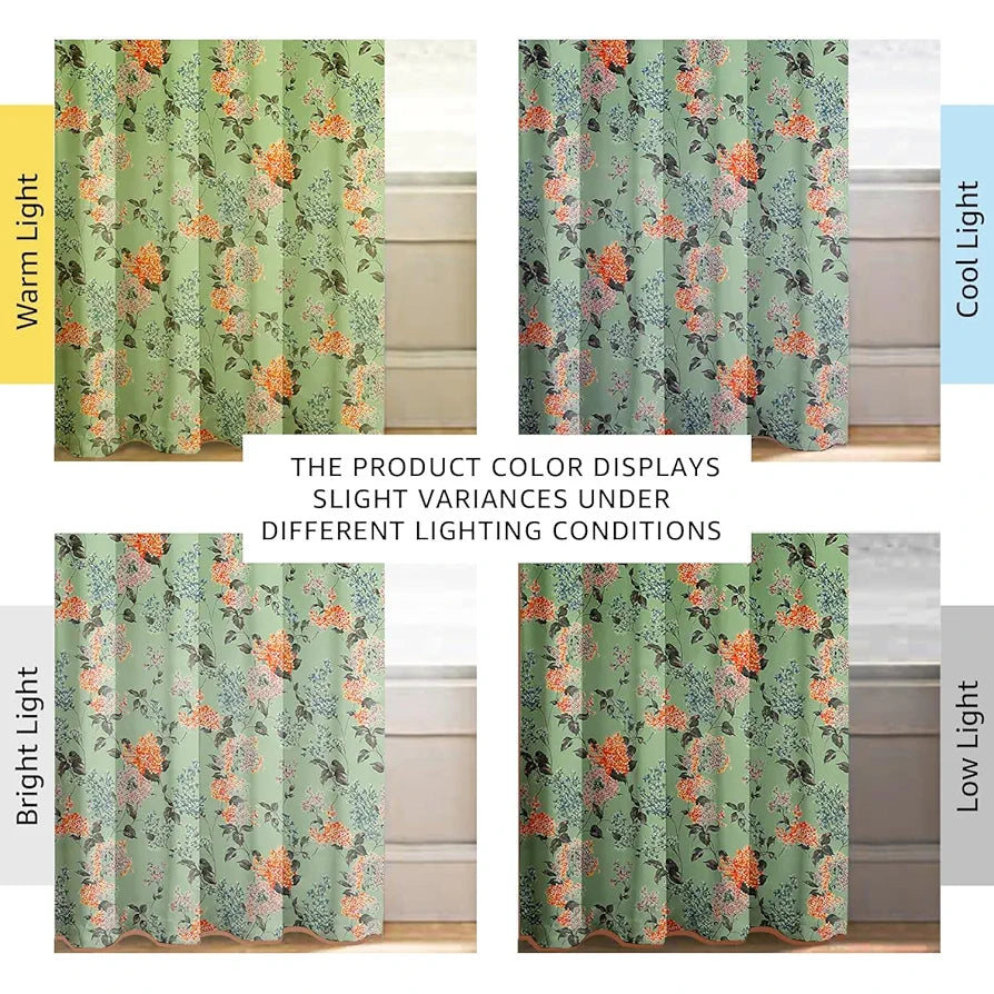 Cloth Fusion Blackout Printed Premium Door Curtains 7 Feet Long Set of 2 Green Coral Colour