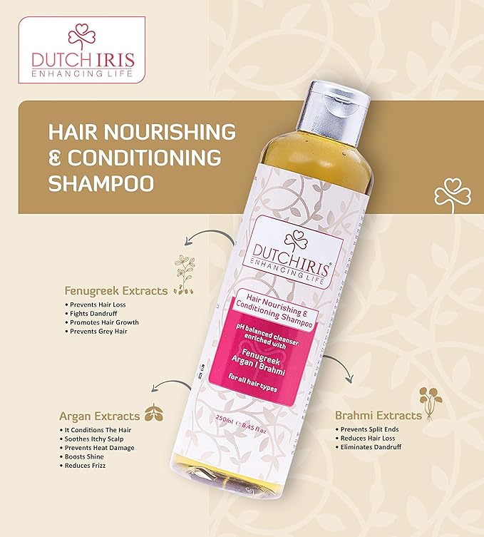 Dutch Iris Hair Nourishing & Conditioning Shampoo - 250 Ml | Pack of 2