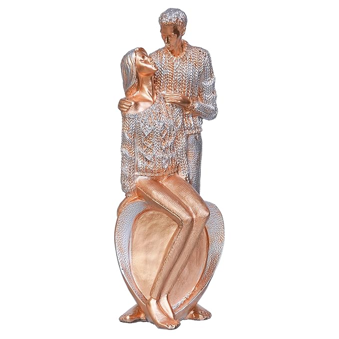 Ecraftindia Golden Polyresin Romantic Couple Statue Human Figurine Decorative Showpiece