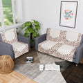 Kuber Industries Set of 6 Velvet 2+1 Seater Sofa Covers Dot Border Cream & Brown