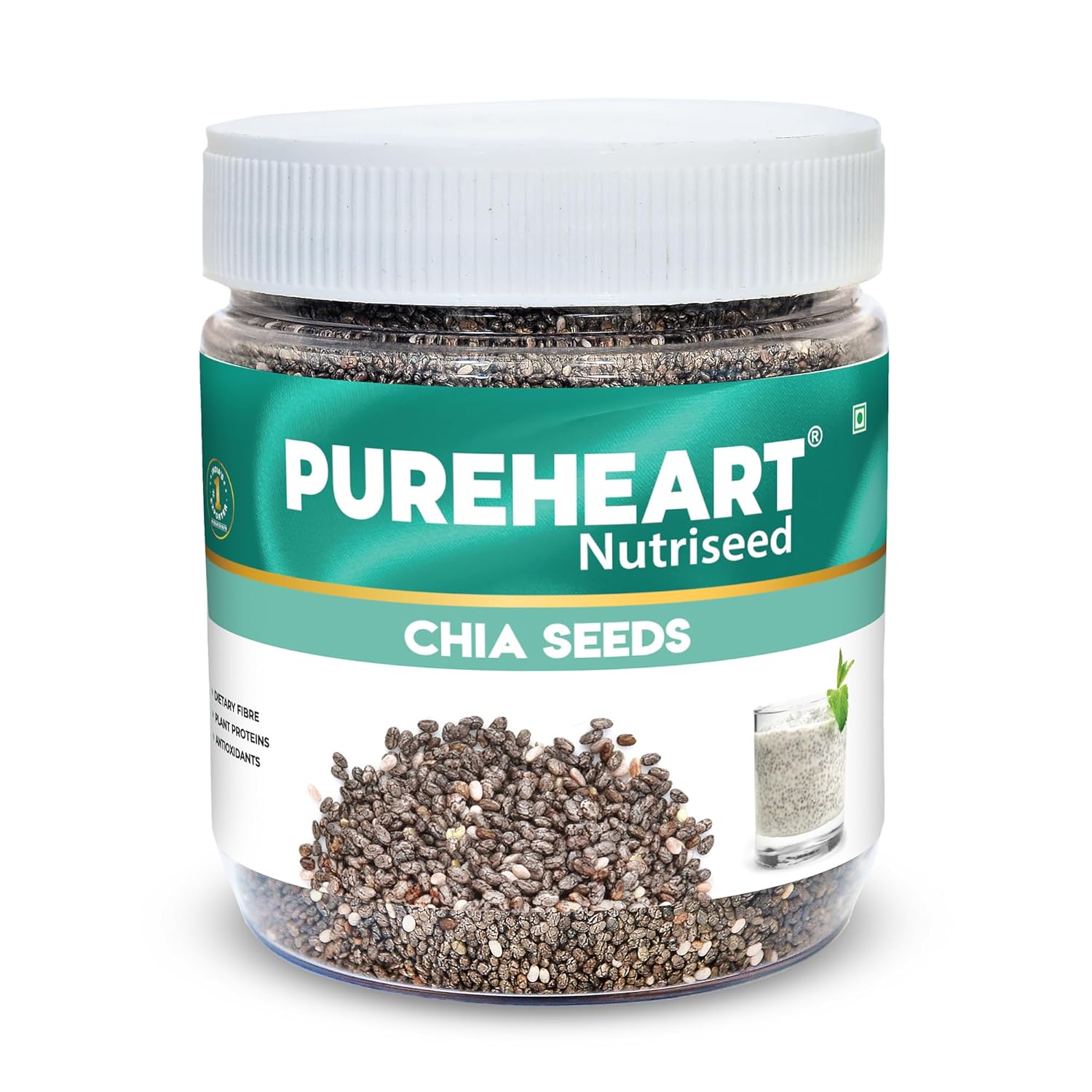 Pureheart Raw Chia Seeds 80 gm| Chia Seeds for Weight Management | Rich in Calcium, Protein, Fiber, Omega-3 and Antioxidant | Seeds for Eating | Diet Snack | Naturally Sourced