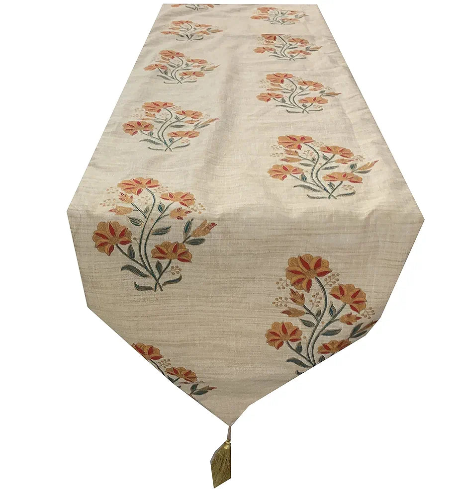 Pink Parrot-jute Silk Table Runner Colour Pink