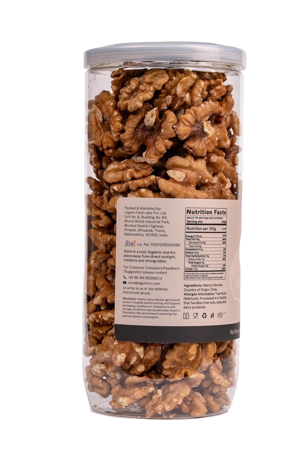 Lagom Walnut Kernels 400g | Premium Chile Walnuts (Without Shell) | Crunchy, Naturally Nutty | No Added Preservatives | Vegan, Gluten Free, Non-GMO