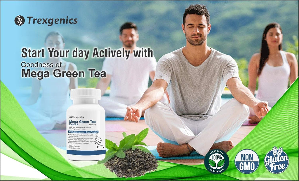 TrexgenicsÂ® MEGA Green Tea (Bioactive 95% Polyphenols) One-a-day Antioxidant, Free Radical Scavenger, Cellular Protection, Heart, Skin, Immunity & Metabolism (60 Vcaps) (1)