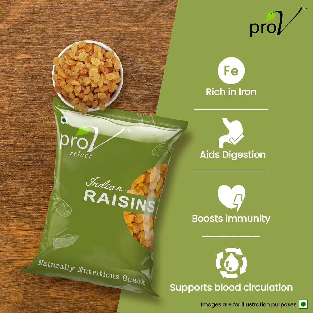 ProV Select - Indian Raisin 500 gm | Value Pack| Dryfruits- Indian Kishmish | Rich In Nutiritons| No added Preservatives | Rich In Iron| Healthy Sweet & Tasty [Packaging might Vary]