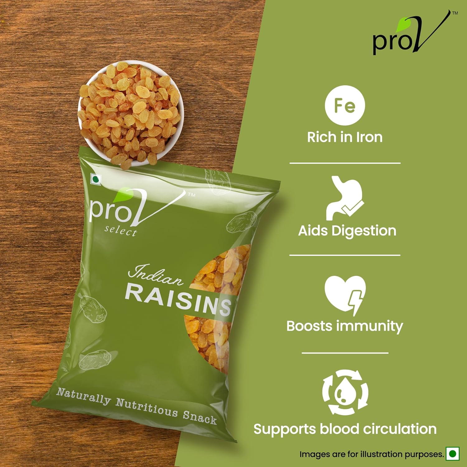 ProV Select - Indian Raisin 500 gm | Value Pack| Dryfruits- Indian Kishmish | Rich In Nutiritons| No added Preservatives | Rich In Iron| Healthy Sweet & Tasty [Packaging might Vary]