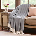 Sajavat Home Hand-Knitted Pure Cotton 3 Seater Sofa Throw Colour Brown