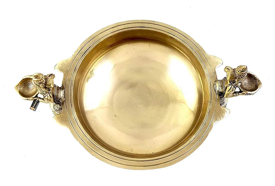 Two Moustaches Deep Laksmi Design Brass Traditional Urli Bowl Golden Standard