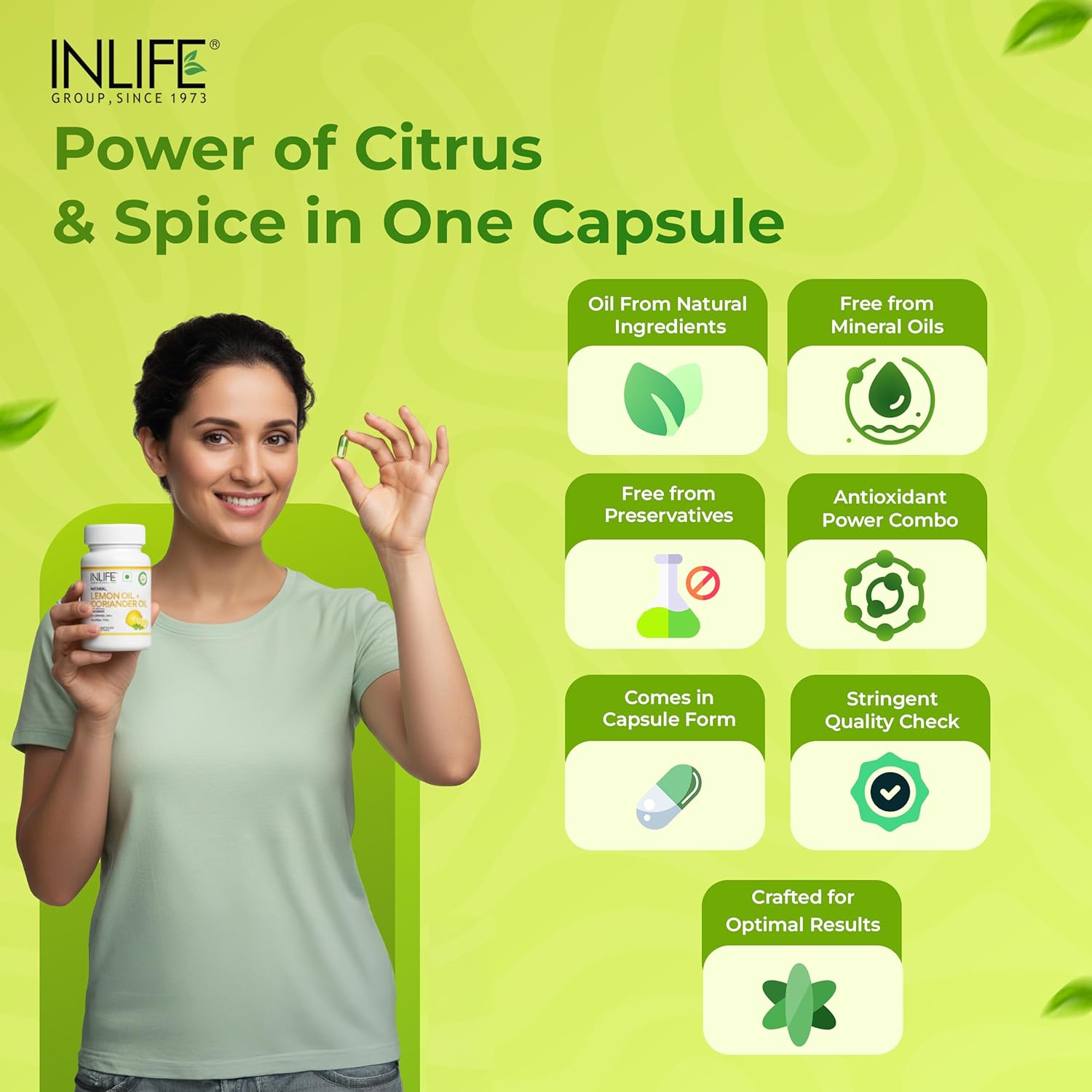 INLIFE Natural Lemon Coriander Oil Capsules | Kidney Support Supplement | Detox Renal Care, Digestion & Immune Health - 60 Liquid Filled Vegetarian Capsules