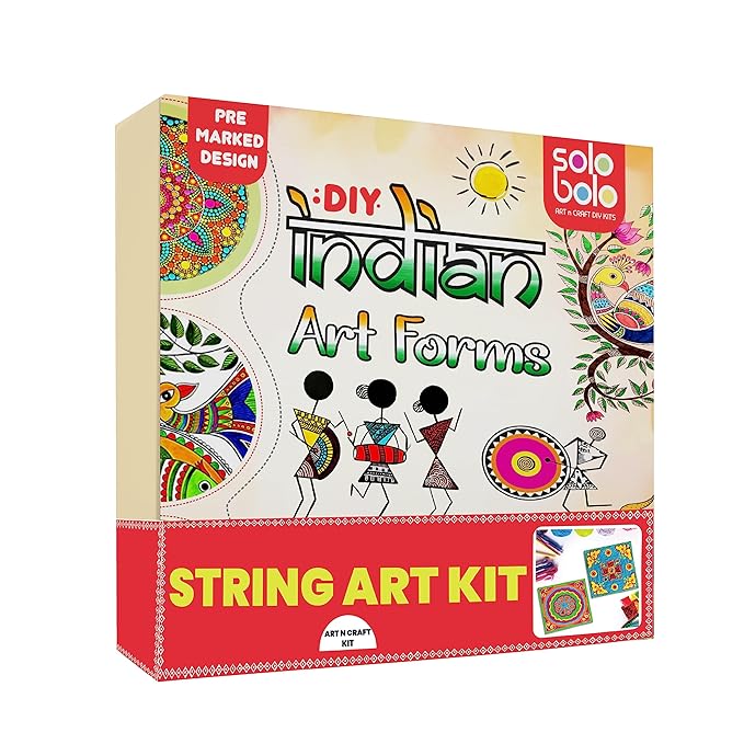 Solobolo String Art Kit With Pre-marked Canvas Art Board | Art and Craft Kit for Kids