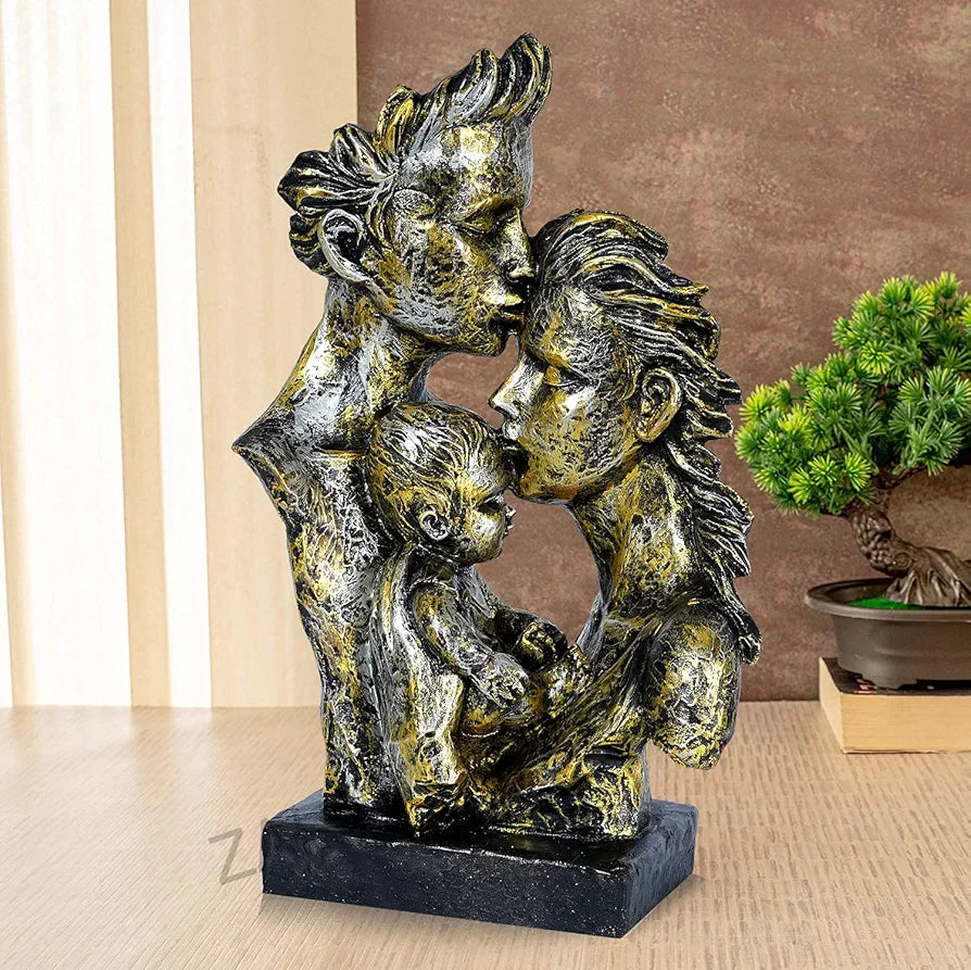 Zart Mother & Father With Child Love Statue Showpiece For Home Decor